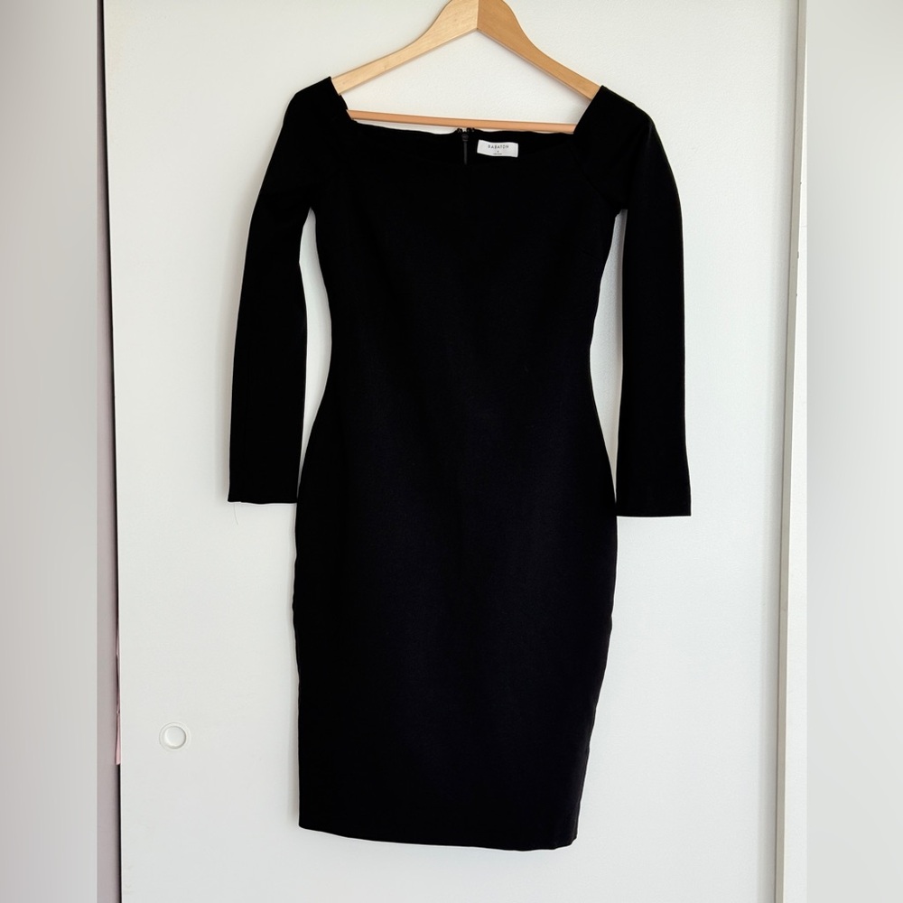 Babaton Black Off-Shoulder Long Sleeve Dress